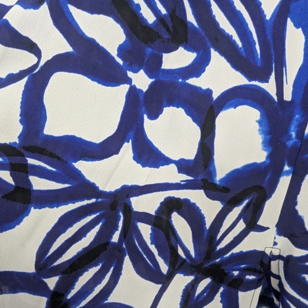 Slim Factor Large NWT Tunic Blouse Blue/Black/White Button Down - Picture 6 of 13